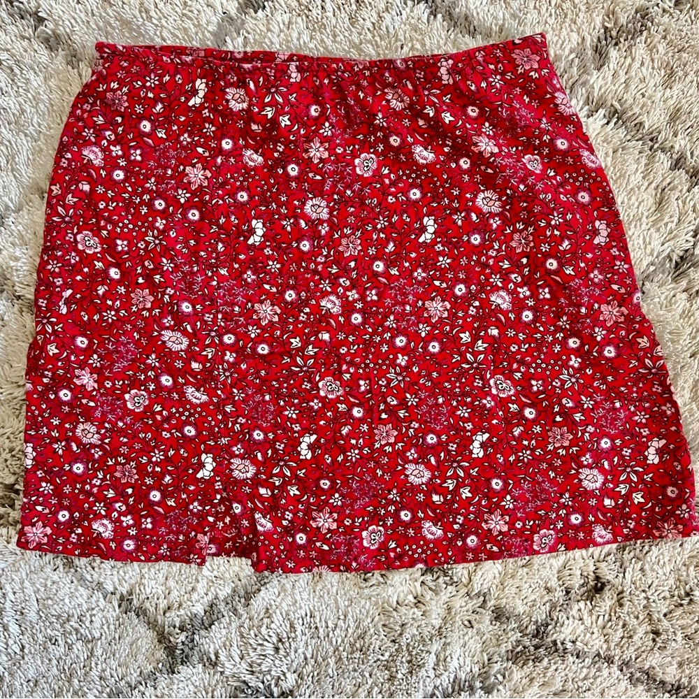 American Eagle Outfitters Red Floral Mini Skirt